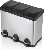 Cos gunoi triplu compartiment cu pedala, 3x15 l, inox